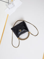 HOBO BAG 18 IN BLACK SOFT LAMBSKIN GOLD CHAIN