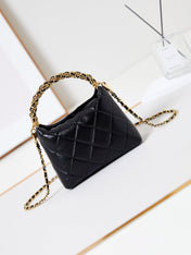 HOBO BAG 18 IN BLACK SOFT LAMBSKIN GOLD CHAIN