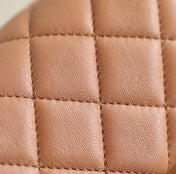 CHANEL 25S FLAP BAG 18 CM IN LIGHT BROWN LAMBSKIN WITH GOLD HARDWARE