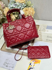 SMALL 28 TOUJOURS BAG IN RUBY RED MACROCANNAGE LAMBSKIN