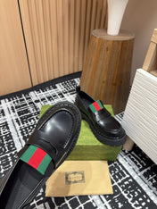 GG LOAFER WITH WEB IN BLACK CALFSKIN
