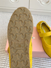 MARY JANE FLATS IN YELLOW SUEDE