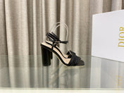 DWAY HIGH HEEL EMBROIDERED SANDAL BLACK CALFSKIN 95 MM