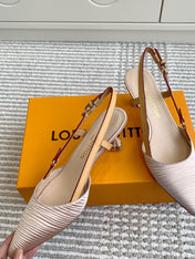 BLOSSOM SLINGBACKS 55 MM IN LIGHT PINK IMPORTED STRIPED SILK SATIN
