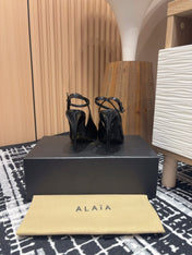 SLINGBACK HEEL 10 CM IN BLACK PATENT CALFSKIN