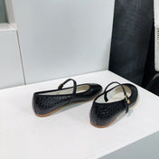 BLACK PYTHON PRINT LEATHER BALLET FLATS