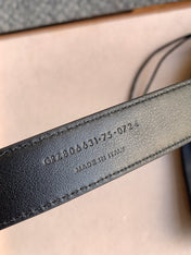 YSL 25S BELT 24 MM IN BLACK EMBOSSED CALFSKIN 529685