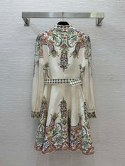 Zimmerman Midi Dress Beige Embroidered with Floral Patterns Cotton 226185