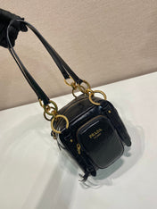 SMALL RECTANGULAR BAG 14 IN BLACK OIL WAX LAMBSKIN GOLD HARDWARE
