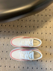 BLOCK SNEAKER WITH TRIOMPHE IN WHITE MIX BABY PINK CALFSKIN