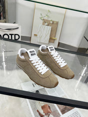 MIUMIU 26S SNEAKERS IN LIGHT BROWN SUEDE