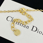 CD 26S CD LOGO PEARL & CRYSTAL BEADED CHAIN NECKLACE IN GOLD METAL 633243