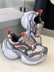 DAD SHOES IN GREY RED WHITE MESH AND CALFSKIN