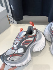 DAD SHOES IN GREY RED WHITE MESH AND CALFSKIN