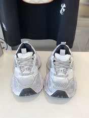 DAD SHOES IN SILVER WHITE MESH AND CALFSKIN