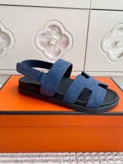 HM 26S CHYPRE SANDAL WITH BACK STRAP IN BLUE SUEDE
