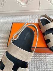 HM 26S CHYPRE SANDAL WITH BACK STRAP IN TAUPE BEIGE SUEDE