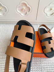 HM 26S CHYPRE SANDAL WITH BACK STRAP IN BROWN CALFSKIN