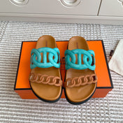 HM 26S EXTRA SANDAL IN AQUA BLUE MIX CARAMEL BROWN CALFSKIN AND SUEDE