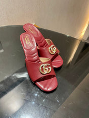 GG HIGH HEELS 70 IN RED LAMBSKIN GOLD HARDWARE WITH CRYSTALS