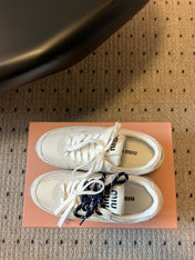 MIUMIU 26S SNEAKERS IN WHITE MESH MIX CALFSKIN