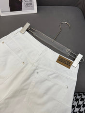 DIOR WHITE CUFFED DENIM SHORTS