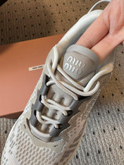 MIUMIU 26S SNEAKERS IN CLOUDY GRAY TECHNICAL FABRIC