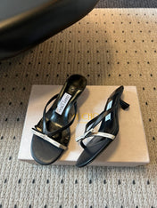 JIMMY CHOO 26S STRAPPY HEELED SANDALS IN BLACK LAMBSKIN