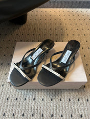 JIMMY CHOO 26S STRAPPY HEELED SANDALS IN BLACK LAMBSKIN
