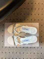 JIMMY CHOO 26S STRAPPY HEELED SANDALS IN WHITE LAMBSKIN