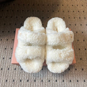 MIUMIU 26S SHEEPSKIN SLIPPERS IN WHITE