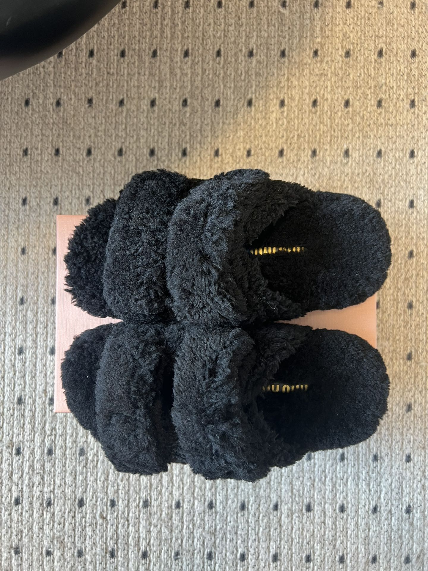 MIUMIU 26S SHEEPSKIN SLIPPERS IN BLACK