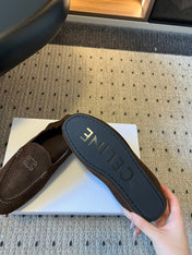 CELINE 25S LOAFERS FLAT IN DARK BROWN SUEDE