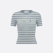 DIOR 26S STRIPED SHORT-SLEEVE KNIT SWEATER 1075