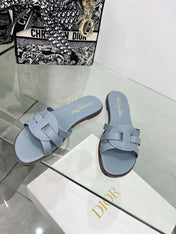 DIOR 26S D-CLUB SLIDE SANDAL IN LIGHT BLUE CALFSKIN