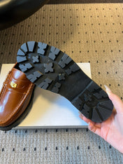CELINE 26S LOAFER IN BROWN CALFSKIN WITH GOLD HARDWARE