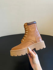 CELINE 26S MARGARET COMBAT BOOT 45 MM IN BROWN CALFSKIN
