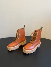CELINE 26S MARGARET COMBAT BOOT 45 MM IN BURNT ORANGE CALFSKIN
