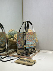 DIOR 26S BOOK TOTE BAG 25 IN MUTICOLOR RAFFIA STYLE 3