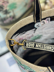 DIOR 26S BOOK TOTE BAG 34 IN MUTICOLOR RAFFIA