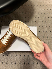 CELINE 26S RACER SNEAKERS IN BROWN FABRIC AND SUEDE