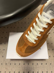 CELINE 26S RACER SNEAKERS IN BROWN FABRIC AND SUEDE