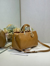 DIOR 26S CANNAGE GRANVILLE BAG 34 IN LIGHT BROWN CALFSKIN