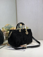 DIOR 26S CANNAGE GRANVILLE BAG 34 IN BLACK SUEDE