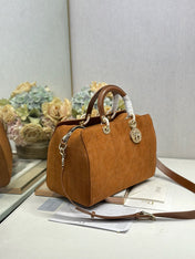 DIOR 26S CANNAGE GRANVILLE BAG 34 IN LIGHT BROWN SUEDE