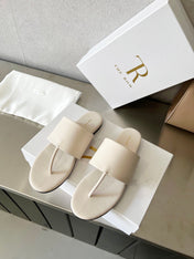 THE ROW 26S FLAT THONG SANDALS IN WHITE CALFSKIN