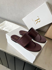 THE ROW 26S FLAT THONG SANDALS IN BURGUNDY RED CALFSKIN