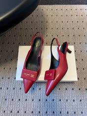 CELINE 26S HIGH-HEEL SLINGBACK 45 MM IN DARK RED CALFSKIN