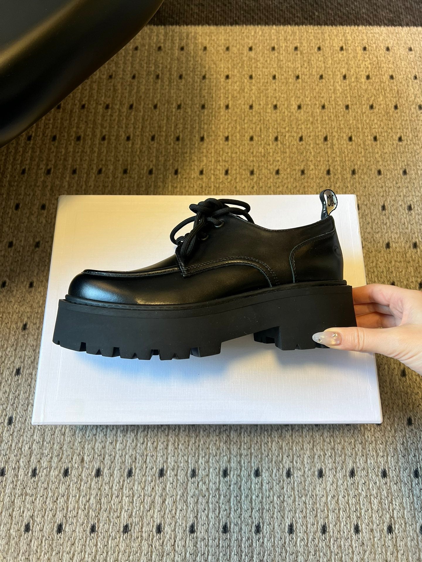 CELINE 26S LACE-UP LOAFERS IN BLACK CALFSKIN