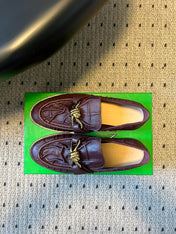 BOTTEGA VENETA 26S LOAFERS IN DARK BROWN LAMBSKIN WITH GOLD HARDWARE